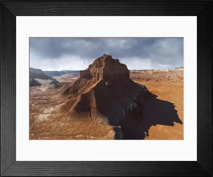 Framed Print : From above aerial view of majestic scenery of sandy road surrounded by rough mountains in National Park in Utah Framed Print : From above aerial view of majestic scenery of sandy road surrounded by rough mountains in National Park in Utah