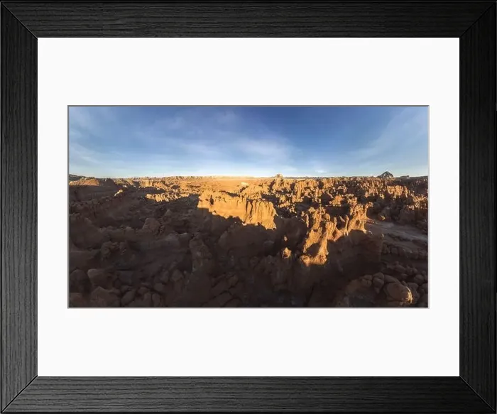 Framed Print : Picturesque drone view of unusual mushroom shaped rock pinnacles under cloudless blue sky in Goblin Valley State Park Framed Print : Picturesque drone view of unusual mushroom shaped rock pinnacles under cloudless blue sky in Goblin Valley State Park