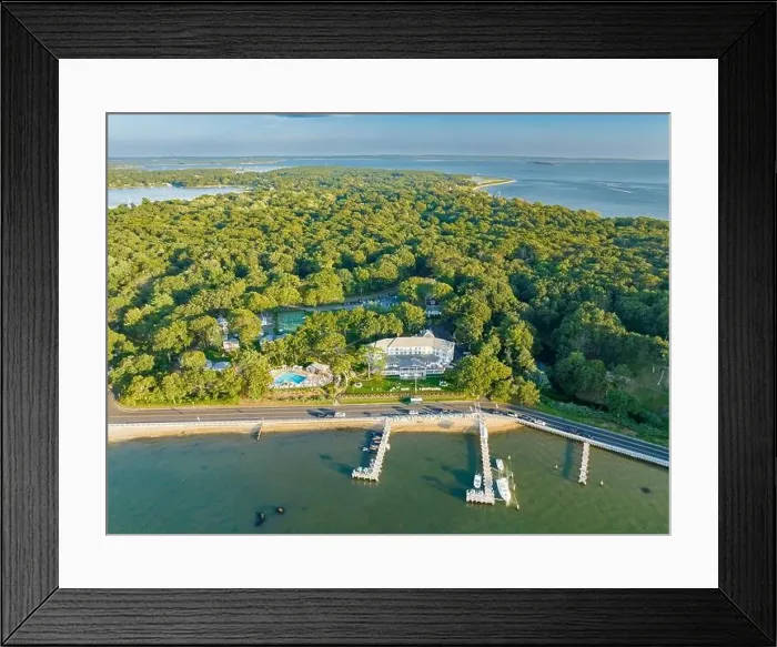 Framed Print : Aerial view of the pridwin hotel in shelter island, ny Framed Print : Aerial view of the pridwin hotel in shelter island, ny