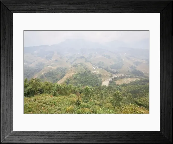 Framed Print : Foggy rice terraces at Sapa in Vietnam, Asia Framed Print : Foggy rice terraces at Sapa in Vietnam, Asia