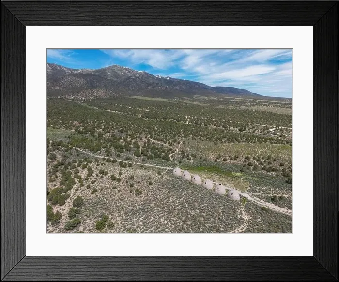 Framed Print : Aerial perspective of the behave shaped charcoal ovens that were used from 1876 to 1897 to make charcoal out of trees Framed Print : Aerial perspective of the behave shaped charcoal ovens that were used from 1876 to 1897 to make charcoal out of trees