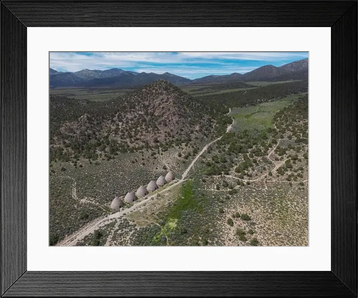 Framed Print : Aerial perspective of the behave shaped charcoal ovens that were used from 1876 to 1897 to make charcoal out of trees Framed Print : Aerial perspective of the behave shaped charcoal ovens that were used from 1876 to 1897 to make charcoal out of trees