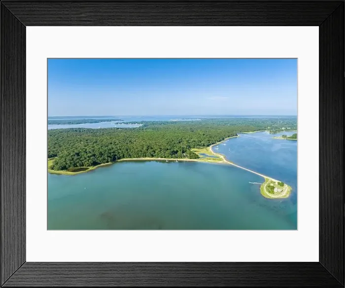 Framed Print : aerial view of the Smith-Taylor log cabin, shelter island, ny Framed Print : aerial view of the Smith-Taylor log cabin, shelter island, ny