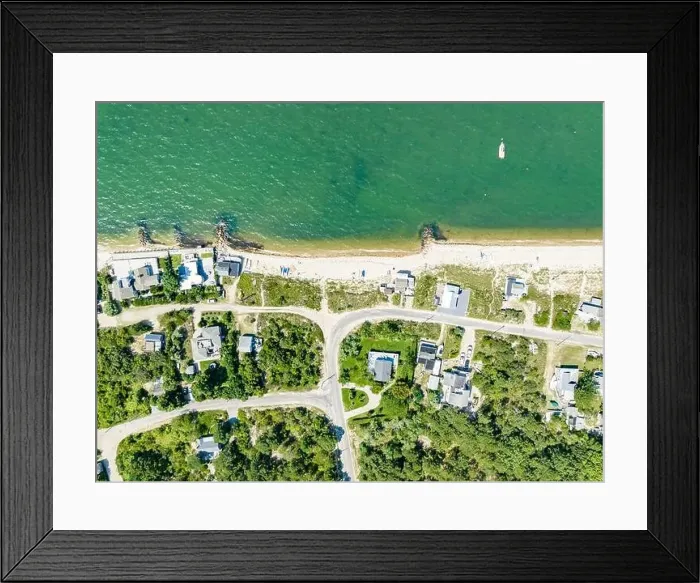 Framed Print : aerial view of the shore road area, east hampton, ny Framed Print : aerial view of the shore road area, east hampton, ny