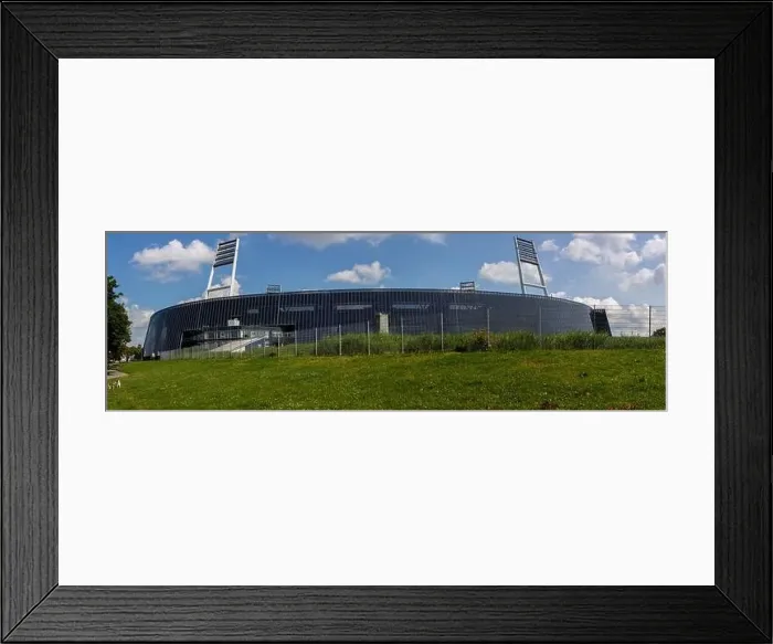 Framed Print : Bremen, Germany - August 22th 2023 Panoramic photo of the Weserstadion in summer Framed Print : Bremen, Germany - August 22th 2023 Panoramic photo of the Weserstadion in summer