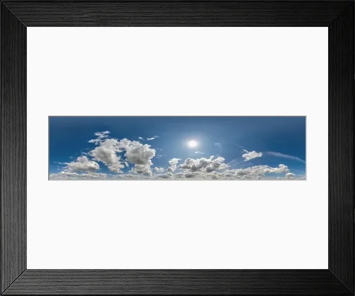 Framed Print : 360 hdri panorama of blue skydome with cumulus clouds Framed Print : 360 hdri panorama of blue skydome with cumulus clouds