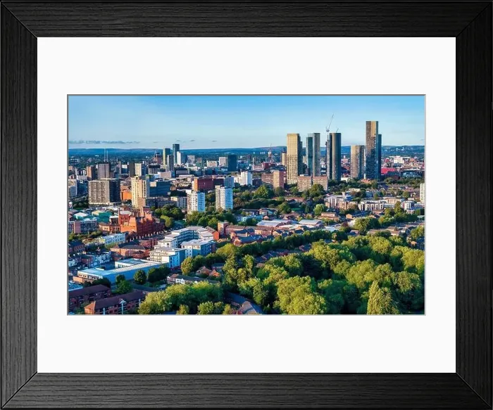 Framed Print : Manchester skyline from Trafford Bar Framed Print : Manchester skyline from Trafford Bar