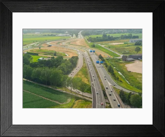 Framed Print : Aerial view of highway, Halfweg, Netherlands Framed Print : Aerial view of highway, Halfweg, Netherlands