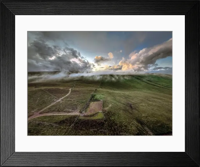 Framed Print : Low cloud known locally as dragon's breath at sunset on the Brecon Beacons in South Wales UK Framed Print : Low cloud known locally as dragon's breath at sunset on the Brecon Beacons in South Wales UK