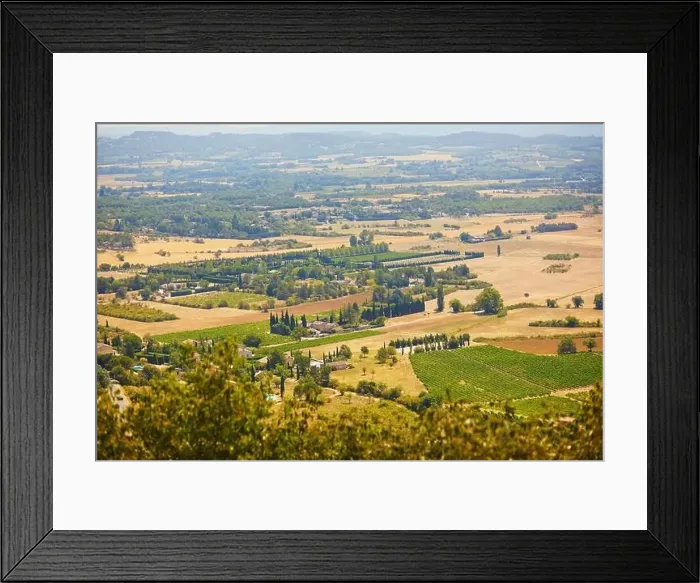 Framed Print : Aerial scenic Mediterranean landscape with cypresses, olive trees and vineyards in Provence, Southern France Framed Print : Aerial scenic Mediterranean landscape with cypresses, olive trees and vineyards in Provence, Southern France