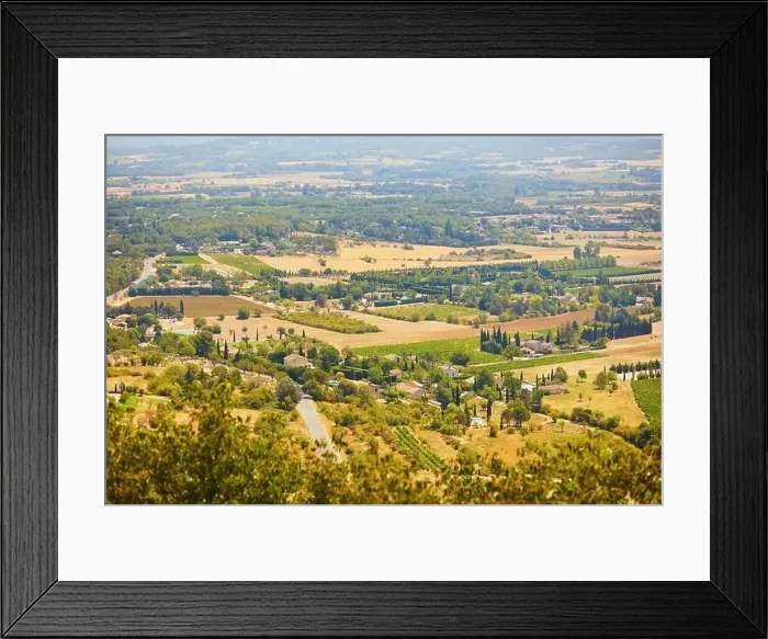 Framed Print : Aerial scenic Mediterranean landscape with cypresses, olive trees and vineyards in Provence, Southern France Framed Print : Aerial scenic Mediterranean landscape with cypresses, olive trees and vineyards in Provence, Southern France