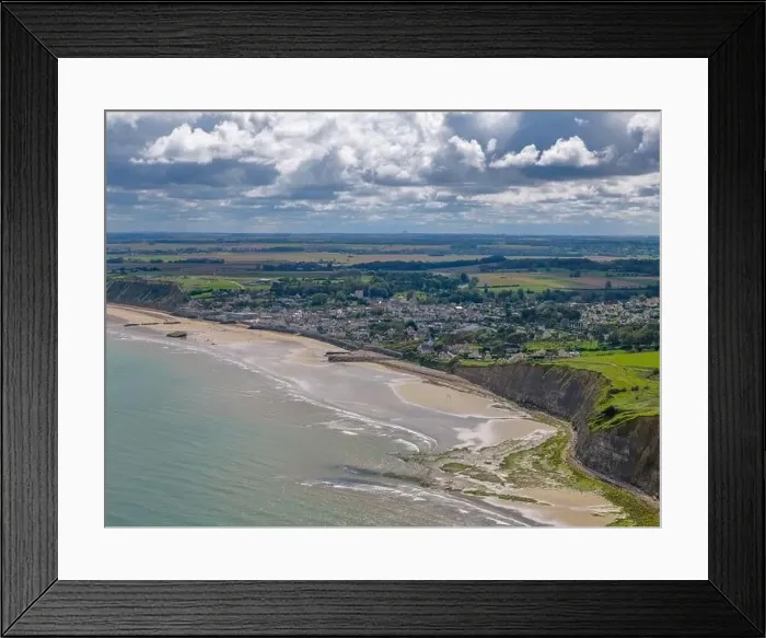 Framed Print : Aerial drone photo of Arromanches les Bains in Normandy France Framed Print : Aerial drone photo of Arromanches les Bains in Normandy France