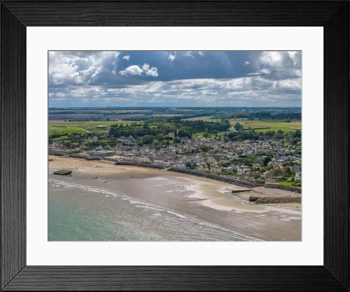 Framed Print : Aerial drone photo of Arromanches les Bains in Normandy France Framed Print : Aerial drone photo of Arromanches les Bains in Normandy France