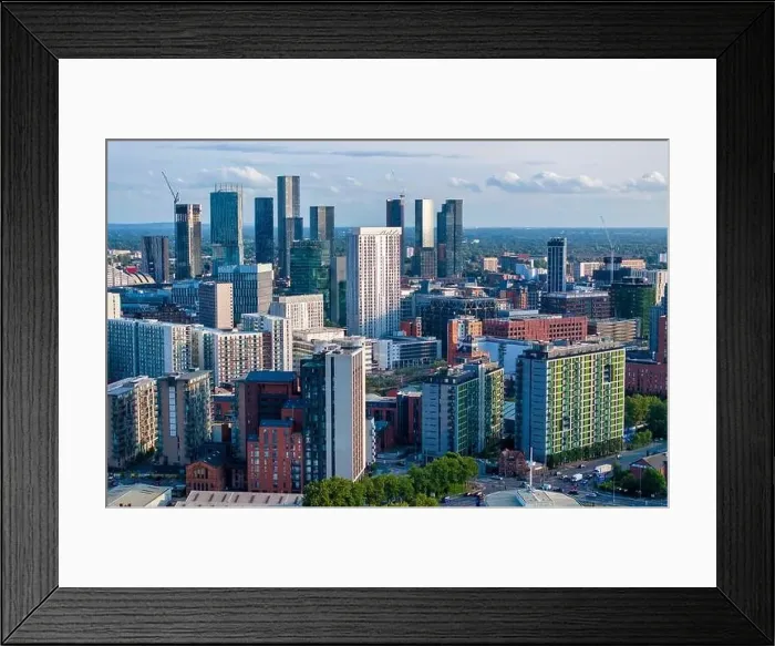 Framed Print : Manchester Cityscape, aerial image Framed Print : Manchester Cityscape, aerial image