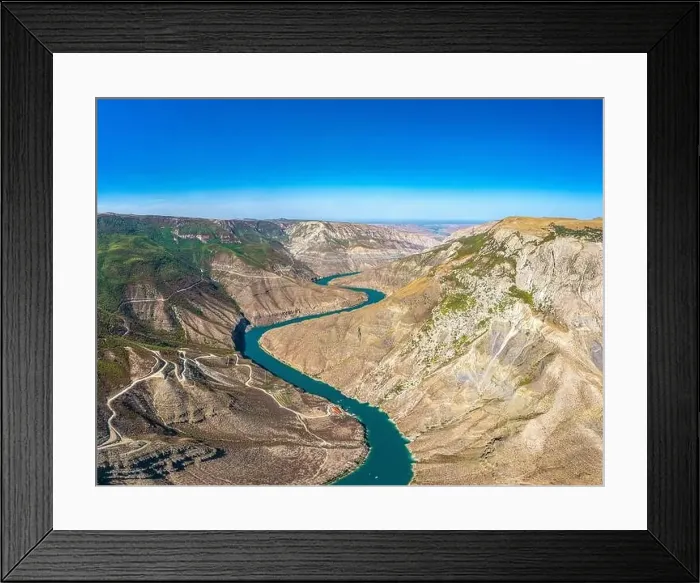 Framed Print : Aerial drone view to deep Sulak canyons Framed Print : Aerial drone view to deep Sulak canyons