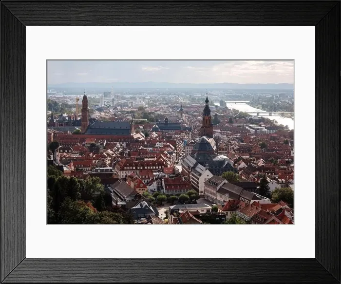 Framed Print : Aerial drone view over famous city of Heidelberg Germany with bridge on river Neckar Framed Print : Aerial drone view over famous city of Heidelberg Germany with bridge on river Neckar