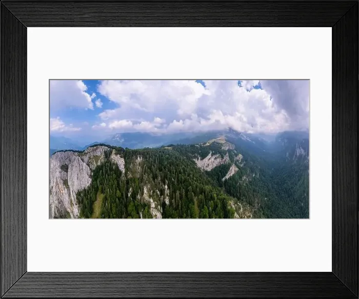 Framed Print : Balkan aerial mountains panorama with clouds and green forests, Maglic, Bosnia and Herzegovina Framed Print : Balkan aerial mountains panorama with clouds and green forests, Maglic, Bosnia and Herzegovina