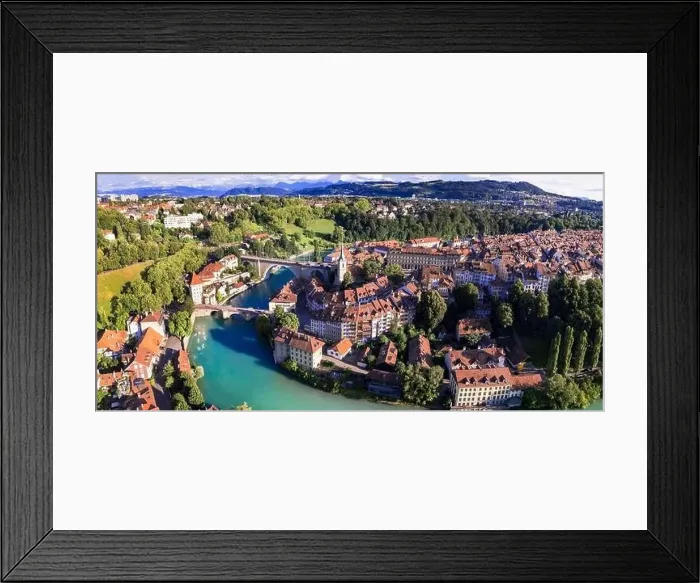 Framed Print : Old town of Bern - capital city of Switzerland. aerial panoramic drone view. Swiss travel destinations Framed Print : Old town of Bern - capital city of Switzerland. aerial panoramic drone view. Swiss travel destinations