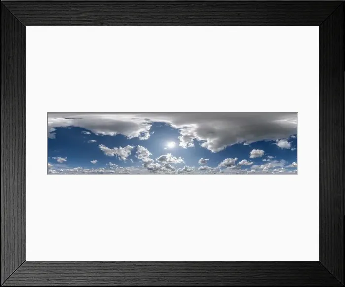 Framed Print : seamless cloudy blue skydome 360 hdri panorama view with awesome clouds with zenith for use in 3d graphics or game as Framed Print : seamless cloudy blue skydome 360 hdri panorama view with awesome clouds with zenith for use in 3d graphics or game as