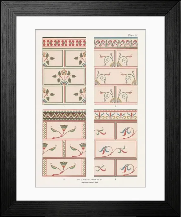 Framed Print : Medieval floral patterns in rich colors upon light grounds Framed Print : Medieval floral patterns in rich colors upon light grounds