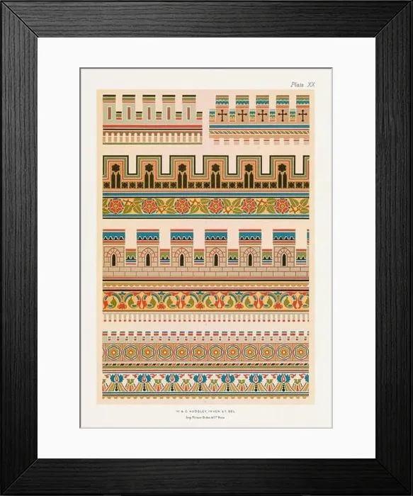 Framed Print : Medieval designs. Bands with battlemented crestings in rich colors Framed Print : Medieval designs. Bands with battlemented crestings in rich colors