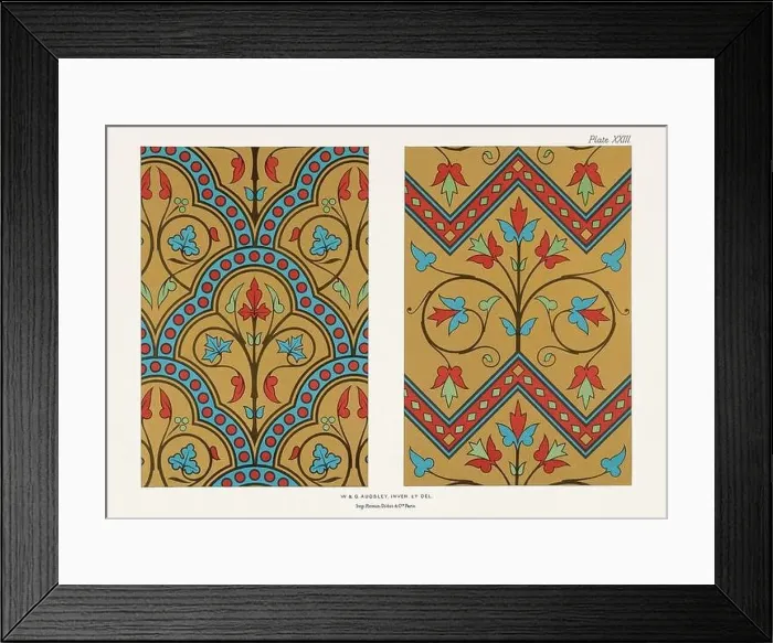 Framed Print : Medieval Floral patterns in rich colors upon gold grounds Framed Print : Medieval Floral patterns in rich colors upon gold grounds