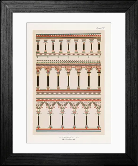 Framed Print : Medieval ornaments. Colonnade and Arcades Framed Print : Medieval ornaments. Colonnade and Arcades