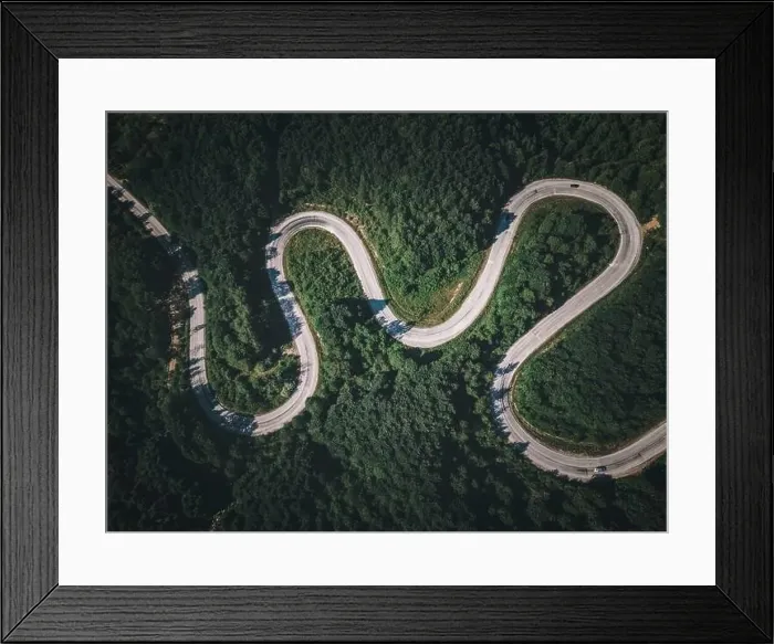 Framed Print : Drone view of the winding road from Domanic Town of Kutahya to Inegol direction Framed Print : Drone view of the winding road from Domanic Town of Kutahya to Inegol direction