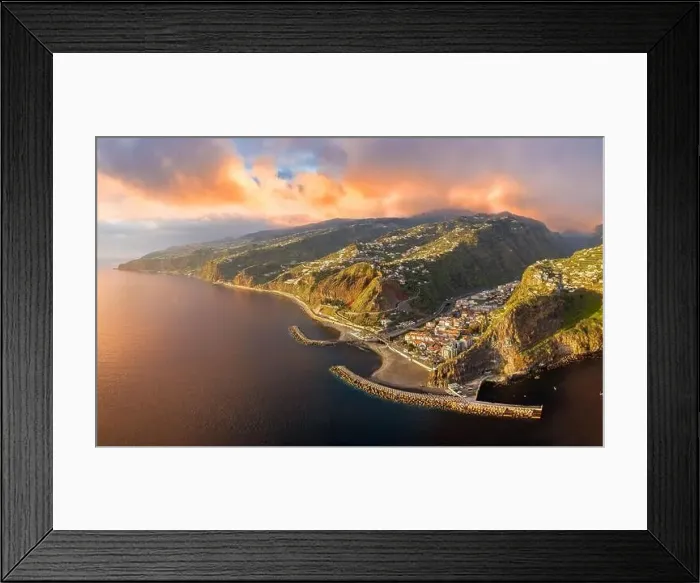 Framed Print : Landscape with Ribeira Brava town at sunset, Madeira island, Portugal Framed Print : Landscape with Ribeira Brava town at sunset, Madeira island, Portugal