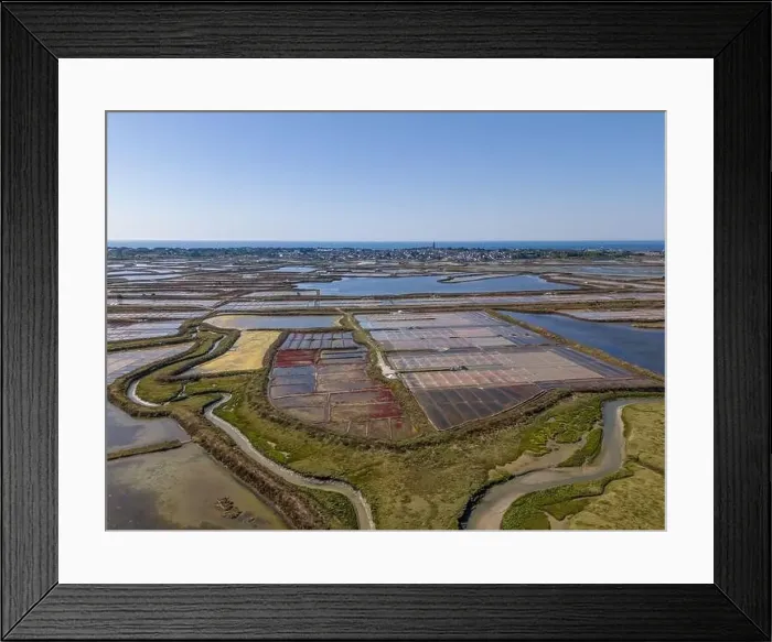 Framed Print : Aerial drone photo of the Guerande Salt Marshes in Bretagne, France Framed Print : Aerial drone photo of the Guerande Salt Marshes in Bretagne, France
