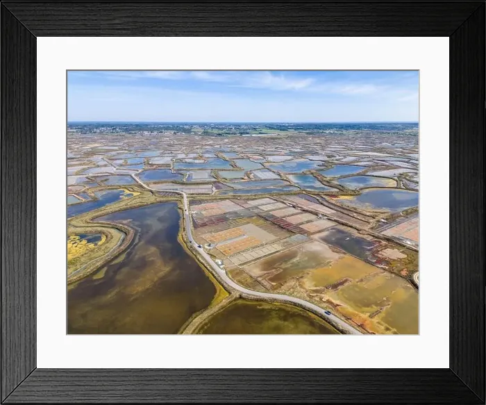 Framed Print : Aerial drone photo of the Guerande Salt Marshes in Bretagne, France Framed Print : Aerial drone photo of the Guerande Salt Marshes in Bretagne, France