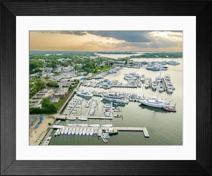Framed Print : aerial view of yachts docked in sag harbor, ny Framed Print : aerial view of yachts docked in sag harbor, ny