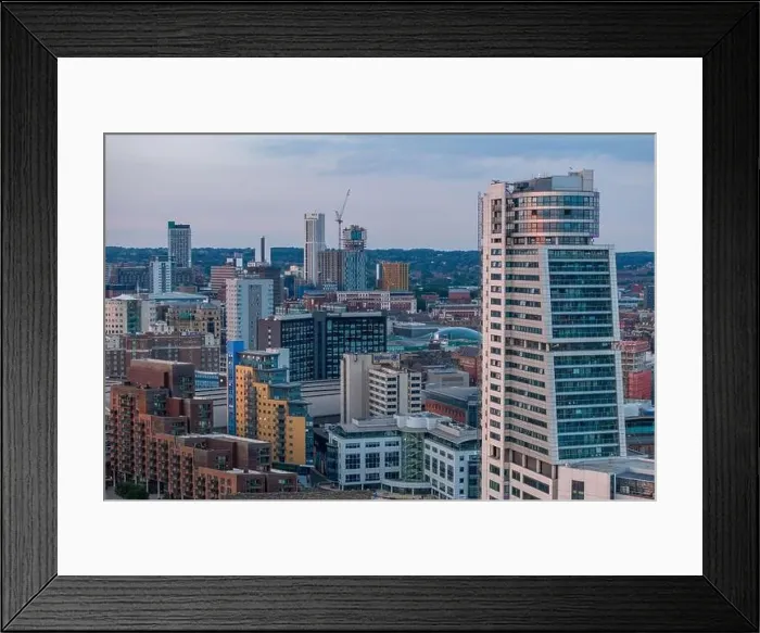 Framed Print : Leeds West Yorkshire university city centre. Aerial View of the city centre and skyline Framed Print : Leeds West Yorkshire university city centre. Aerial View of the city centre and skyline