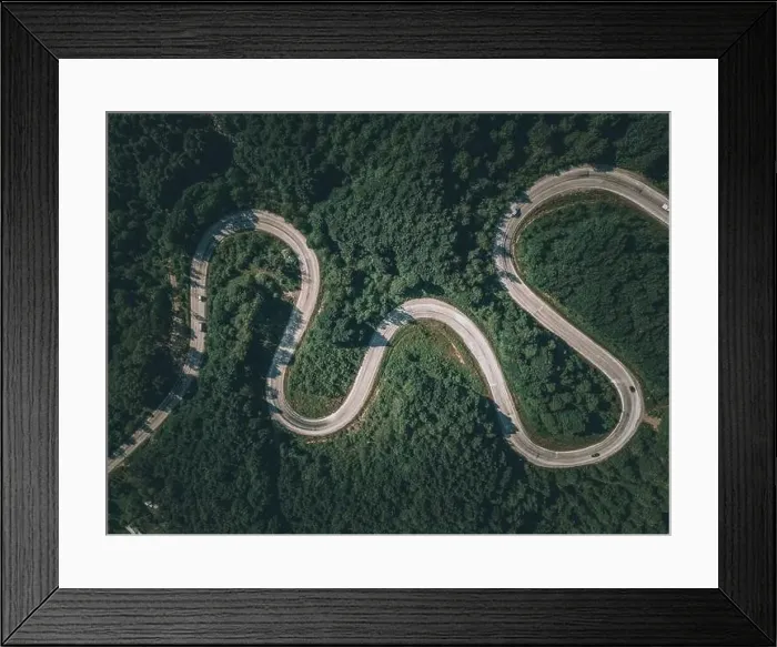 Framed Print : Drone view of the winding road from Domanic Town of Kutahya to Inegöl direction Framed Print : Drone view of the winding road from Domanic Town of Kutahya to Inegöl direction