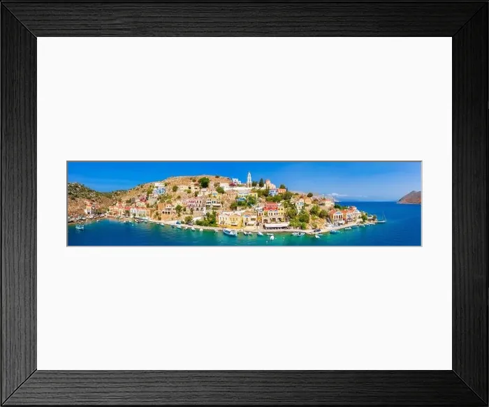 Framed Print : Colorful houses village in Symi island, Dodecanese islands, Greece Framed Print : Colorful houses village in Symi island, Dodecanese islands, Greece
