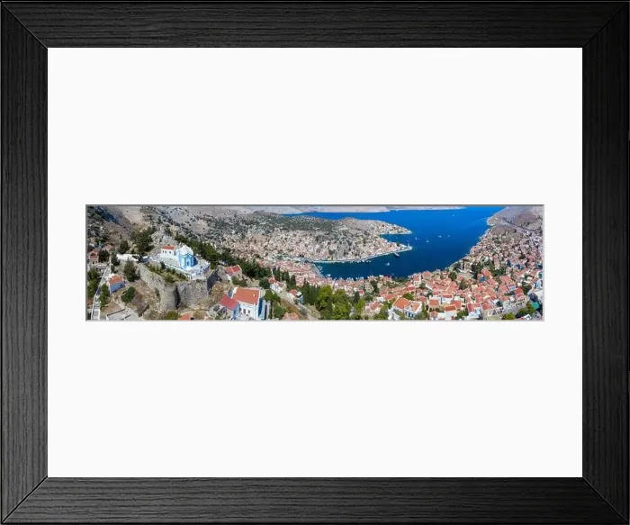 Framed Print : Colorful houses village in Symi island, Dodecanese islands, Greece Framed Print : Colorful houses village in Symi island, Dodecanese islands, Greece