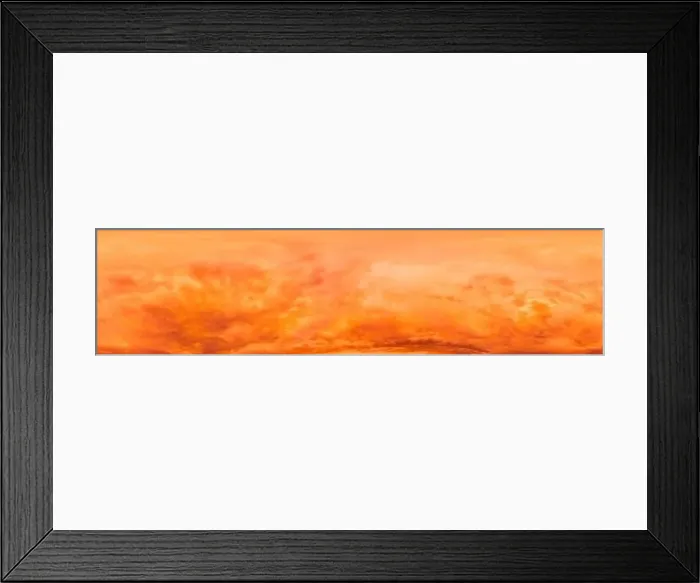 Framed Print : Dramatic overcast sky panorama with glowing golden orange clouds Framed Print : Dramatic overcast sky panorama with glowing golden orange clouds