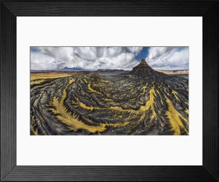 Framed Print : Spectacular aerial view of rough surface of rocky formations of Factory Butte located in Utah Framed Print : Spectacular aerial view of rough surface of rocky formations of Factory Butte located in Utah