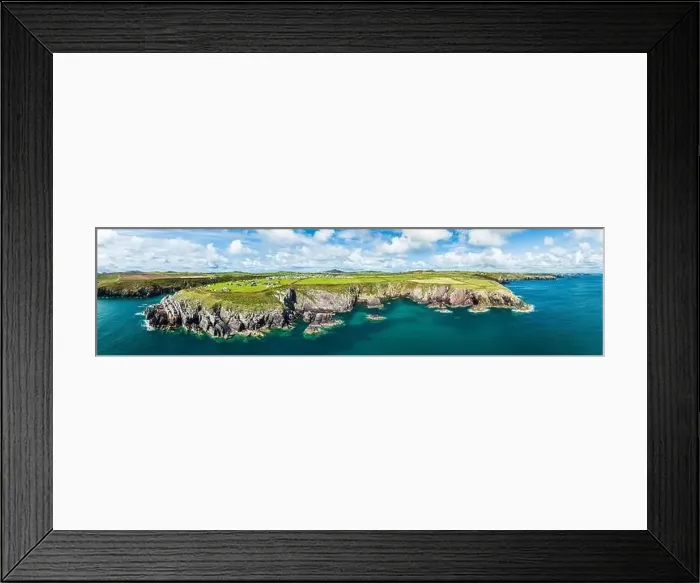 Framed Print : Cliffs and Fields over Porthclais from a drone, St Davids, Haverfordwest, Wales, England, Europe Framed Print : Cliffs and Fields over Porthclais from a drone, St Davids, Haverfordwest, Wales, England, Europe