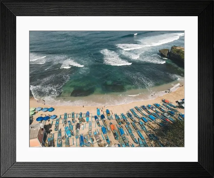 Framed Print : Aerial drone view of umbrellas at the beach in Yogyakarta Indonesia Framed Print : Aerial drone view of umbrellas at the beach in Yogyakarta Indonesia