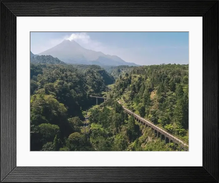 Framed Print : Aerial drone view of a bridge in the middle of forest in Plunyon, Yogyakarta, Indonesia Framed Print : Aerial drone view of a bridge in the middle of forest in Plunyon, Yogyakarta, Indonesia