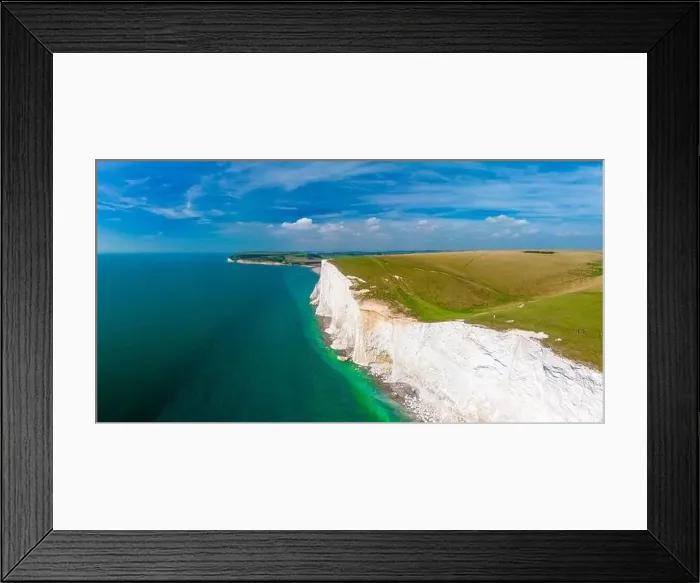 Framed Print : A daytime aerial drone view of the Seven Sisters cliffs on the East Sussex coast, UK Framed Print : A daytime aerial drone view of the Seven Sisters cliffs on the East Sussex coast, UK