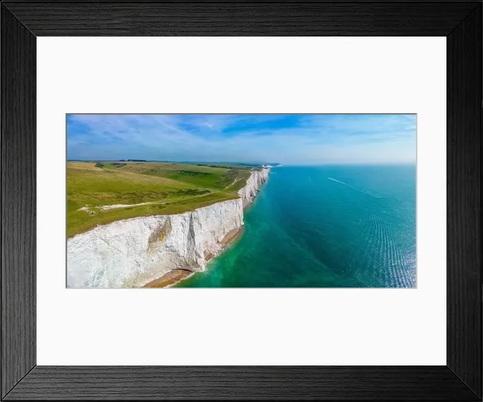 Framed Print : A daytime aerial drone view of the Seven Sisters cliffs on the East Sussex coast, UK Framed Print : A daytime aerial drone view of the Seven Sisters cliffs on the East Sussex coast, UK