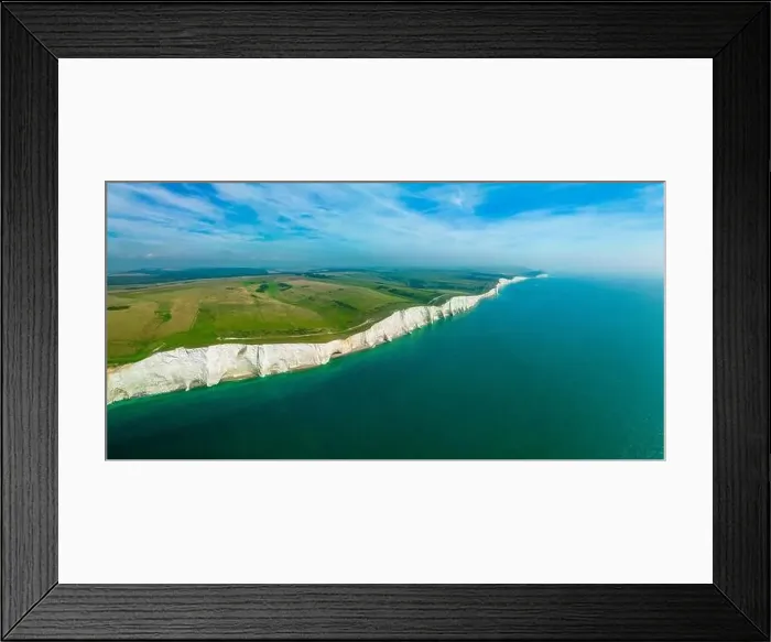 Framed Print : A daytime aerial drone view of the Seven Sisters cliffs on the East Sussex coast, UK Framed Print : A daytime aerial drone view of the Seven Sisters cliffs on the East Sussex coast, UK