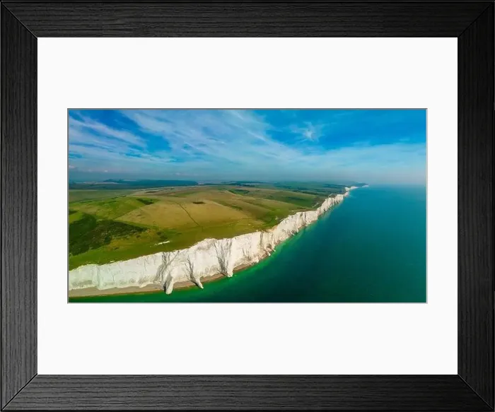 Framed Print : A daytime aerial drone view of the Seven Sisters cliffs on the East Sussex coast, UK Framed Print : A daytime aerial drone view of the Seven Sisters cliffs on the East Sussex coast, UK