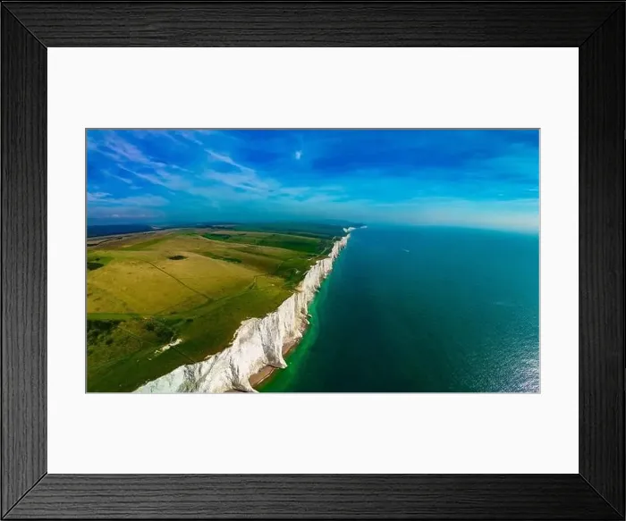 Framed Print : A daytime aerial drone view of the Seven Sisters cliffs on the East Sussex coast, UK Framed Print : A daytime aerial drone view of the Seven Sisters cliffs on the East Sussex coast, UK