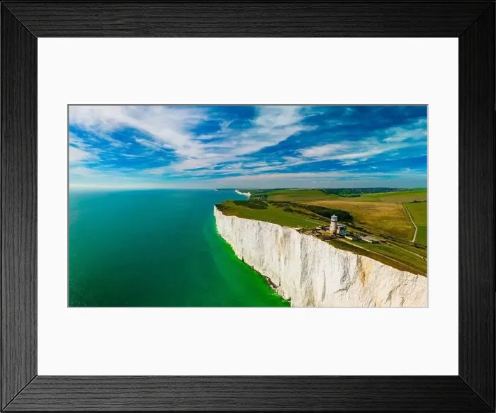 Framed Print : A daytime aerial drone view of the Seven Sisters cliffs on the East Sussex coast, UK Framed Print : A daytime aerial drone view of the Seven Sisters cliffs on the East Sussex coast, UK