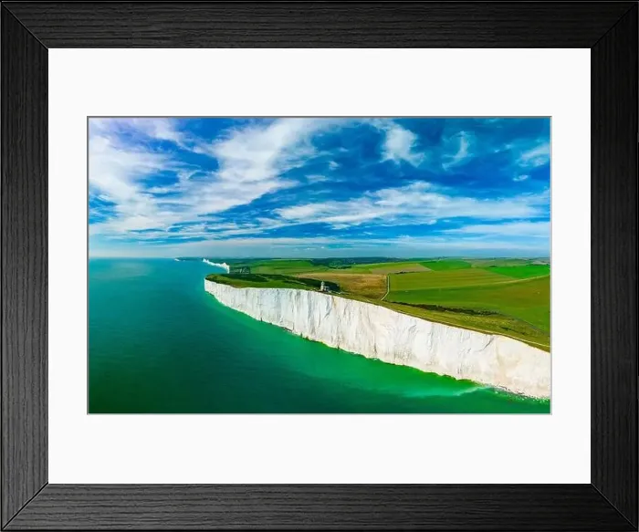 Framed Print : A daytime aerial drone view of the Seven Sisters cliffs on the East Sussex coast, UK Framed Print : A daytime aerial drone view of the Seven Sisters cliffs on the East Sussex coast, UK