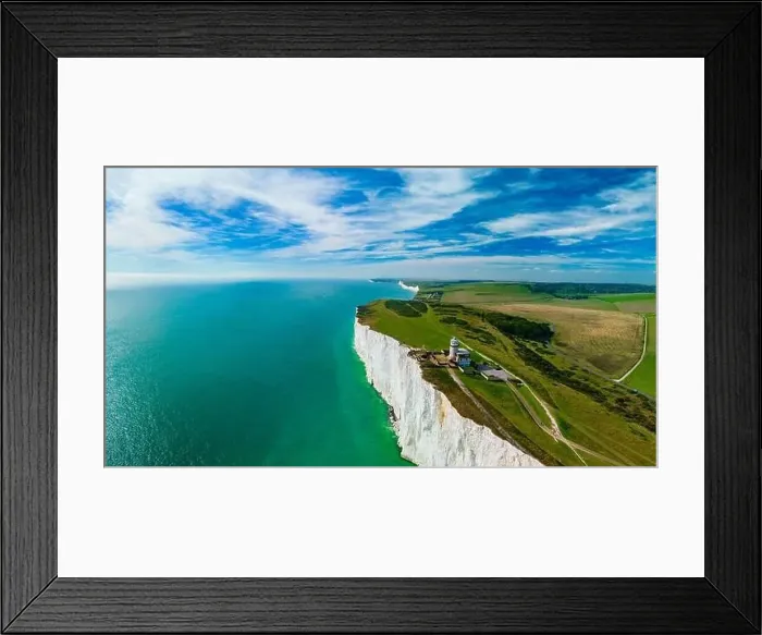 Framed Print : A daytime aerial drone view of the Seven Sisters cliffs on the East Sussex coast, UK Framed Print : A daytime aerial drone view of the Seven Sisters cliffs on the East Sussex coast, UK