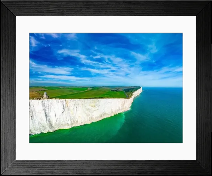 Framed Print : A daytime aerial drone view of the Seven Sisters cliffs on the East Sussex coast, UK Framed Print : A daytime aerial drone view of the Seven Sisters cliffs on the East Sussex coast, UK